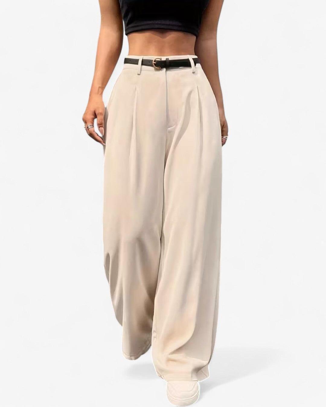 High-Waist Pleated Wide-Leg Pants