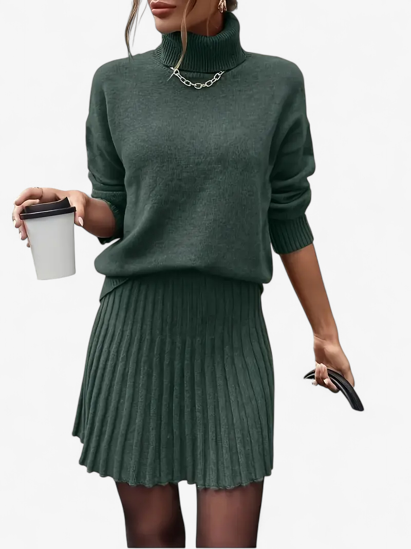 Knit Top & Pleated Skirt Set