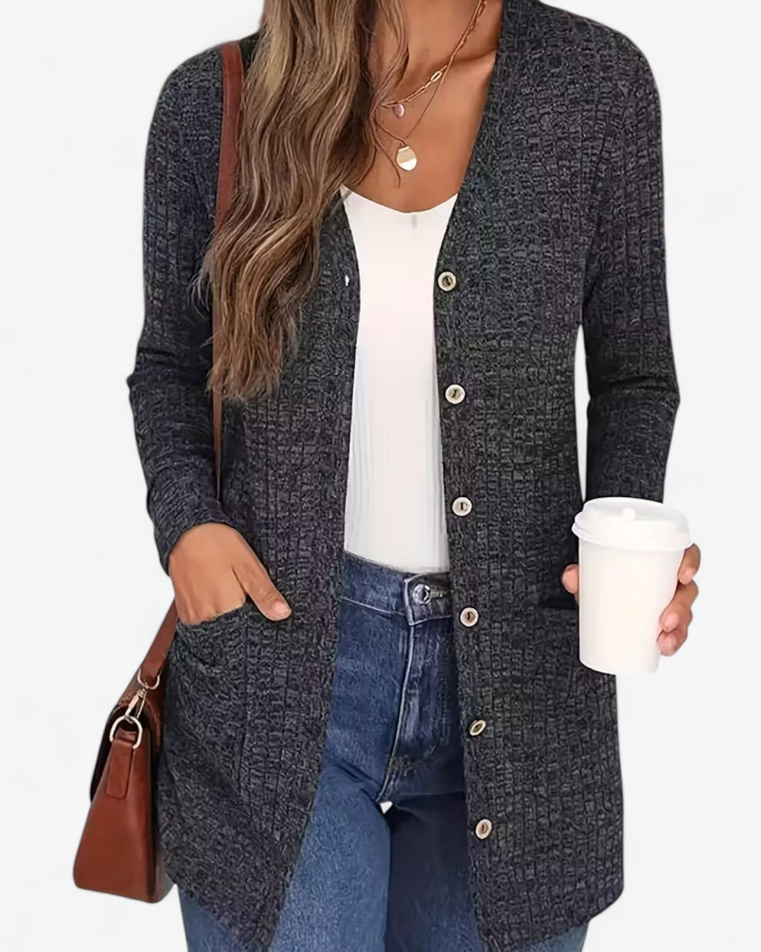 Elegant V-Neck Button Cardigan