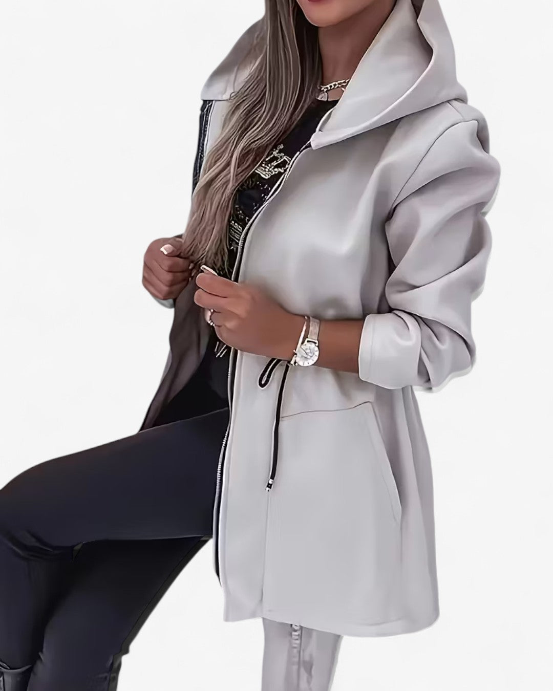 Casual Drawstring Hooded Jacket