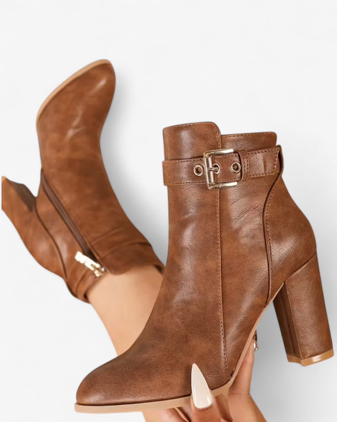 Pointed-Toe Block Heel Ankle Boots