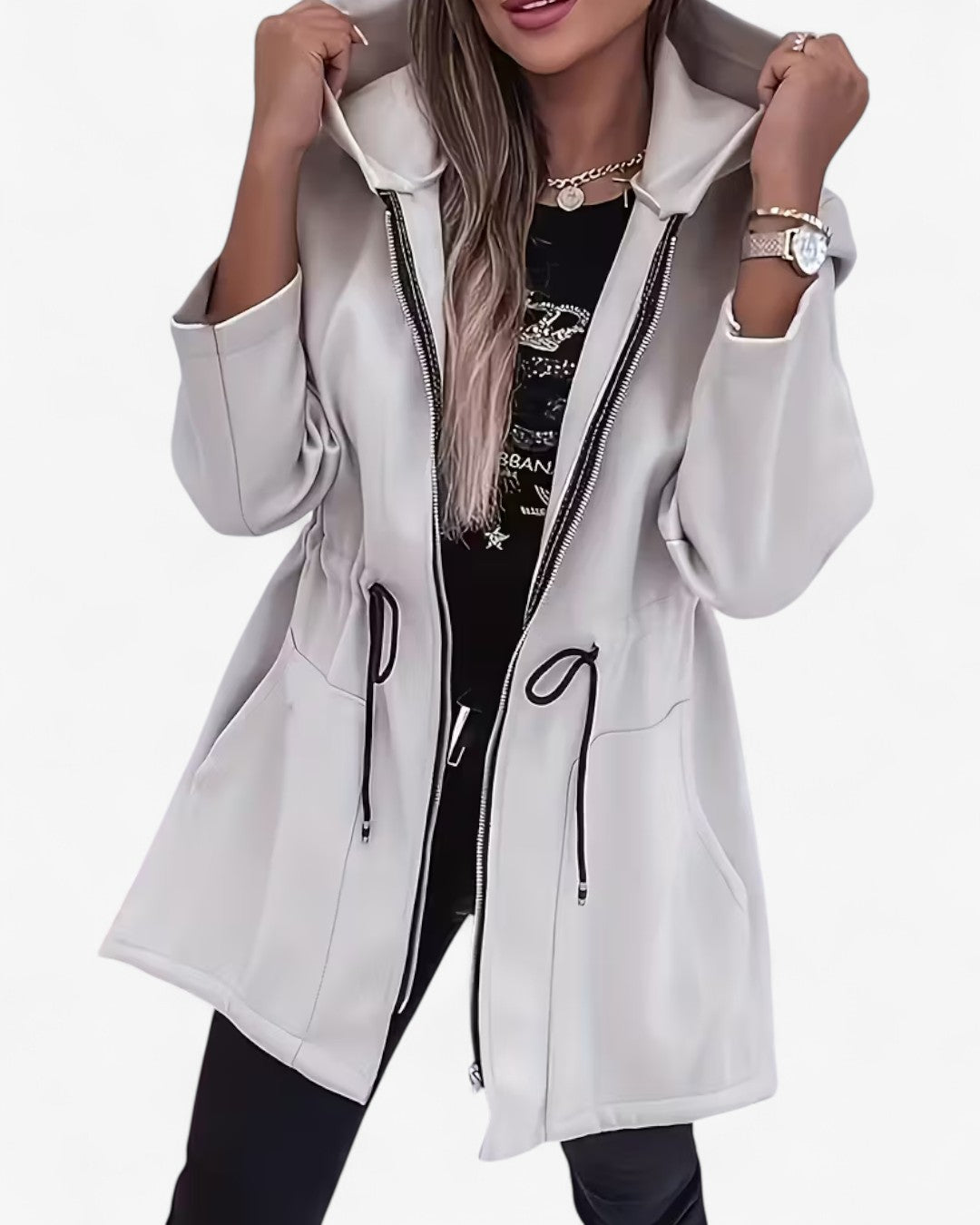 Casual Drawstring Hooded Jacket