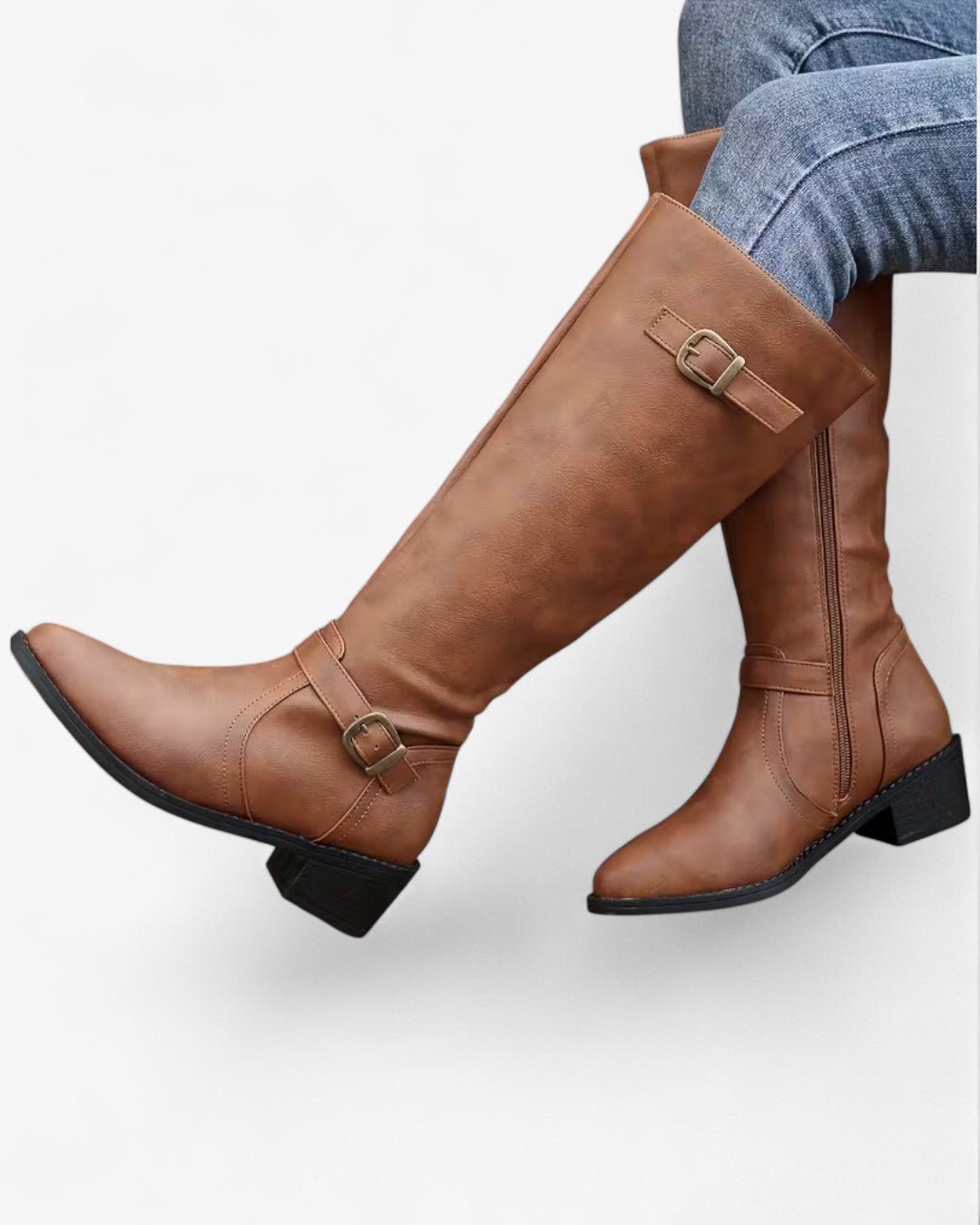 Black Round-Toe Calf Boots