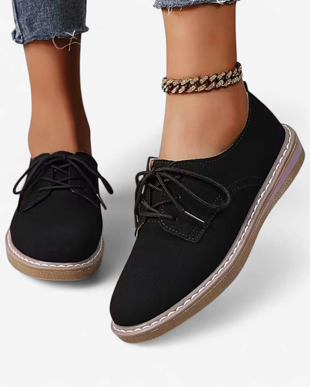 Classic Solid Color Lace-Up Brogue Flats