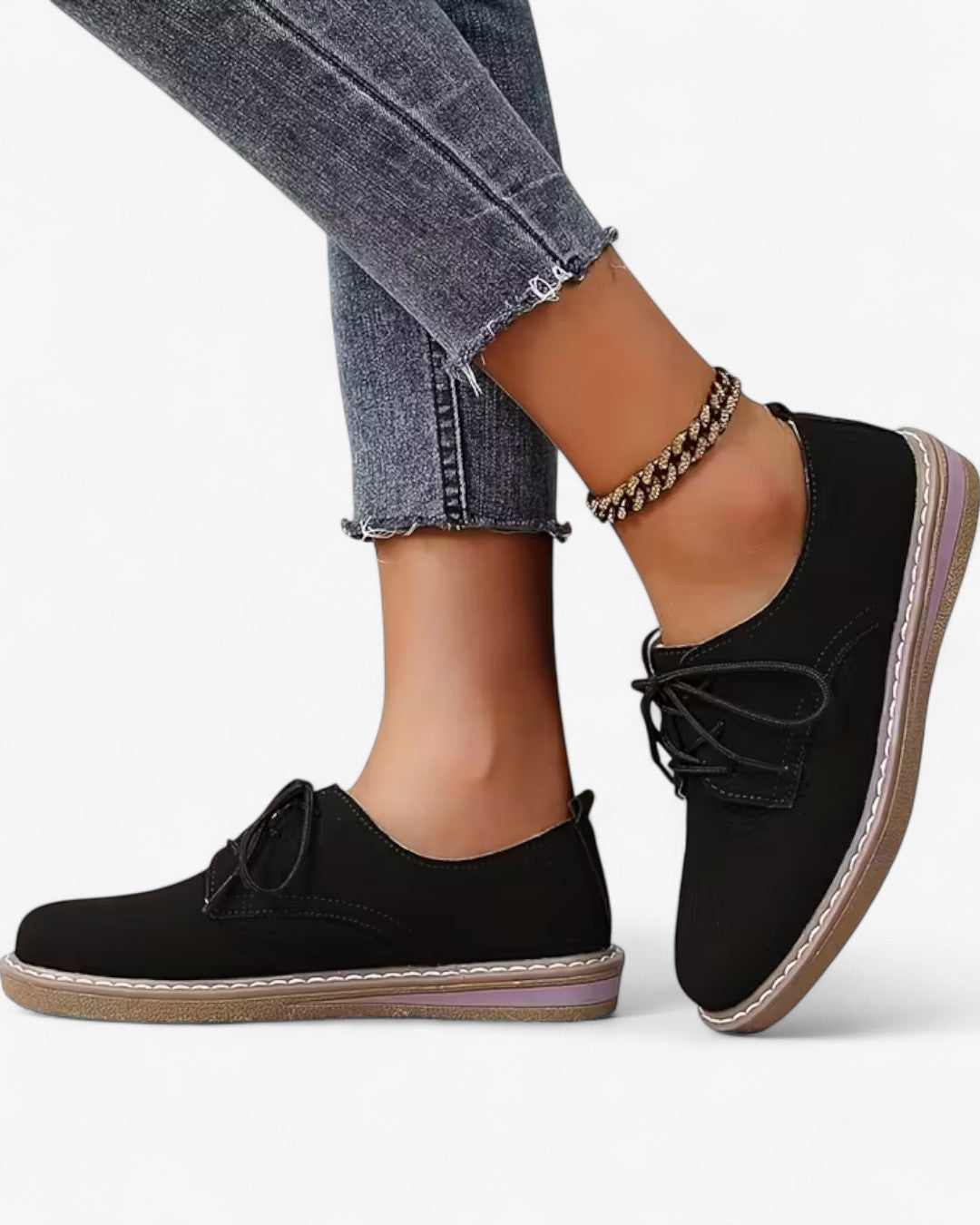 Classic Solid Color Lace-Up Brogue Flats