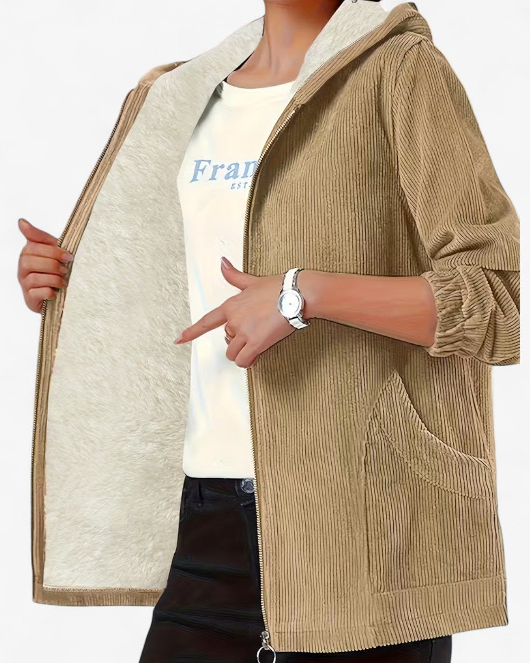 Plus Size Cozy Hooded Zip Jacket