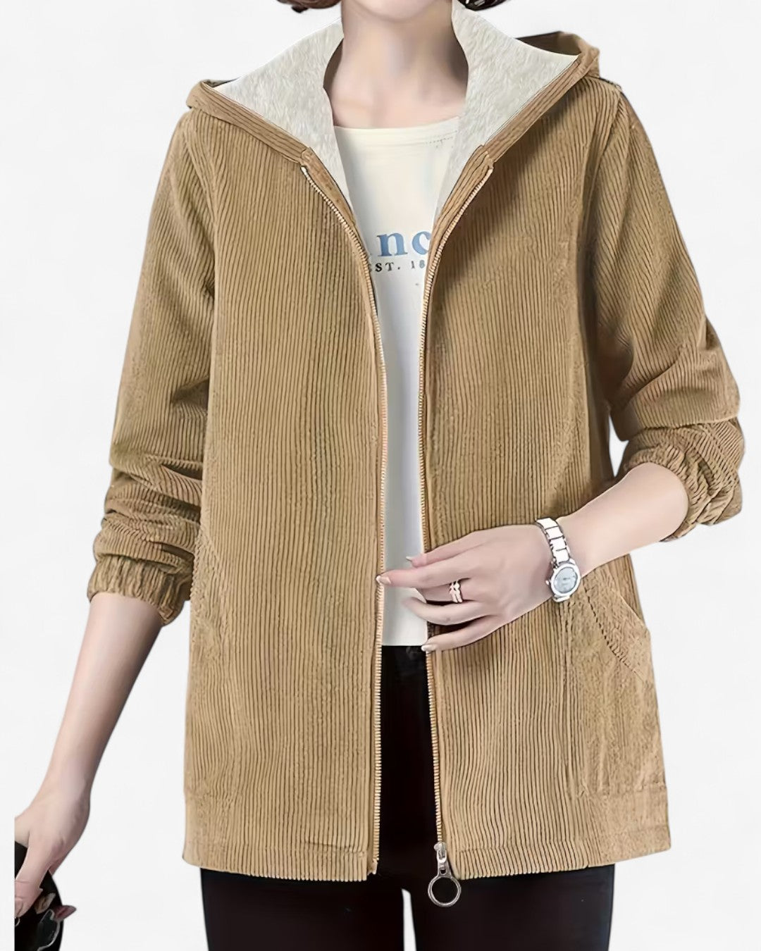 Plus Size Cozy Hooded Zip Jacket
