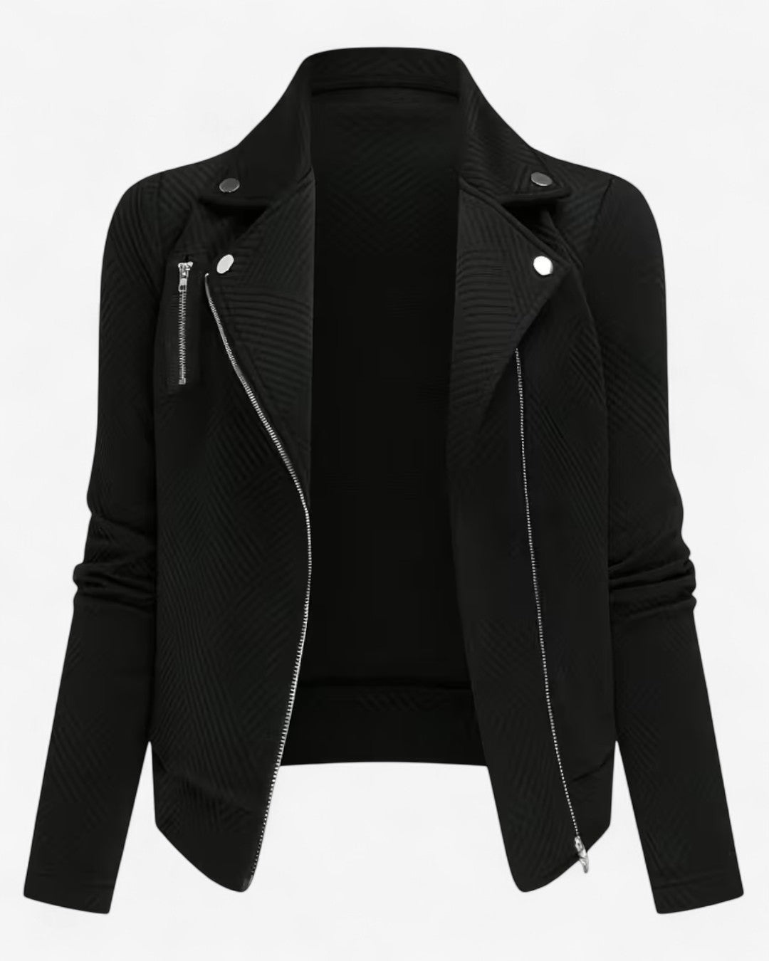 Classic Grid-Pattern Biker Jacket