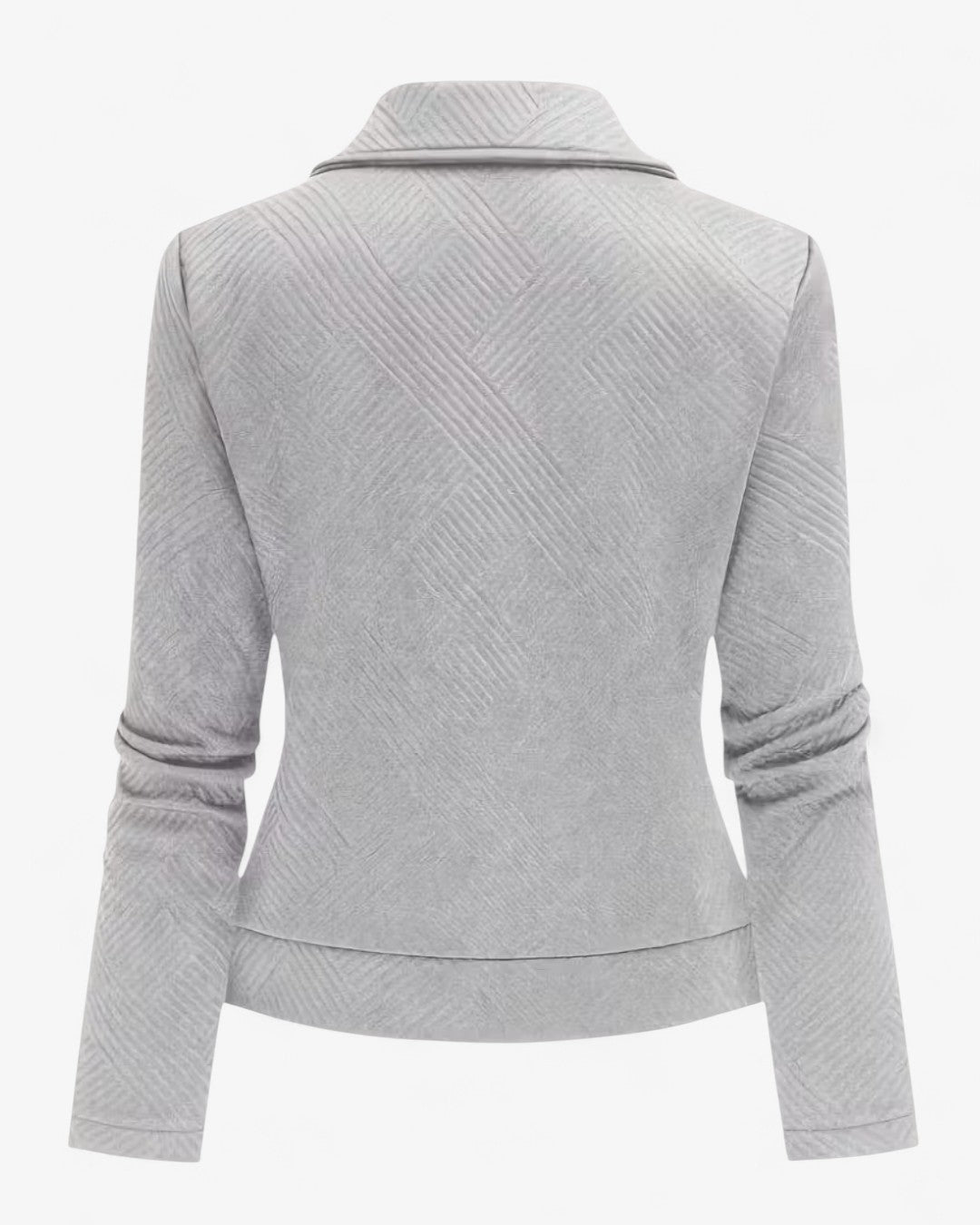 Classic Grid-Pattern Biker Jacket