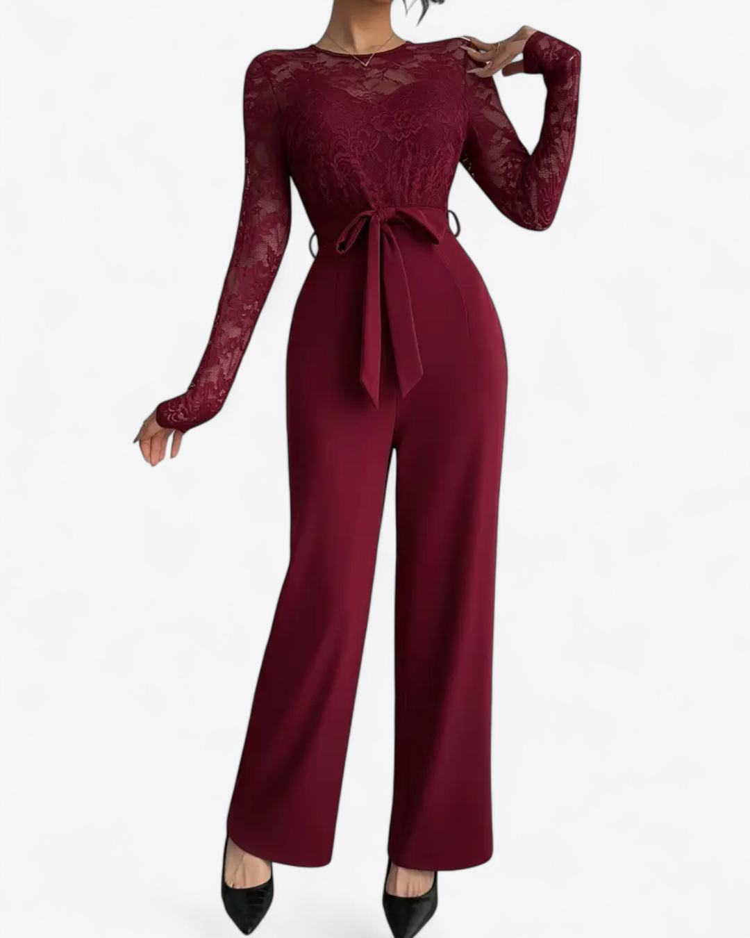 Elegant Red Lace Jumpsuit