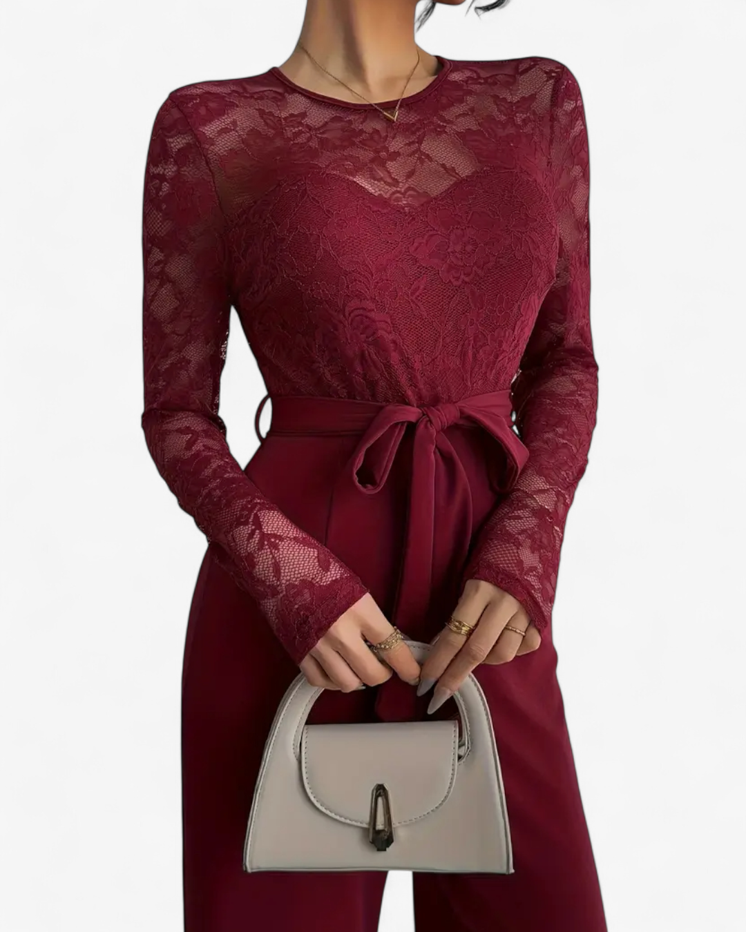 Elegant Red Lace Jumpsuit