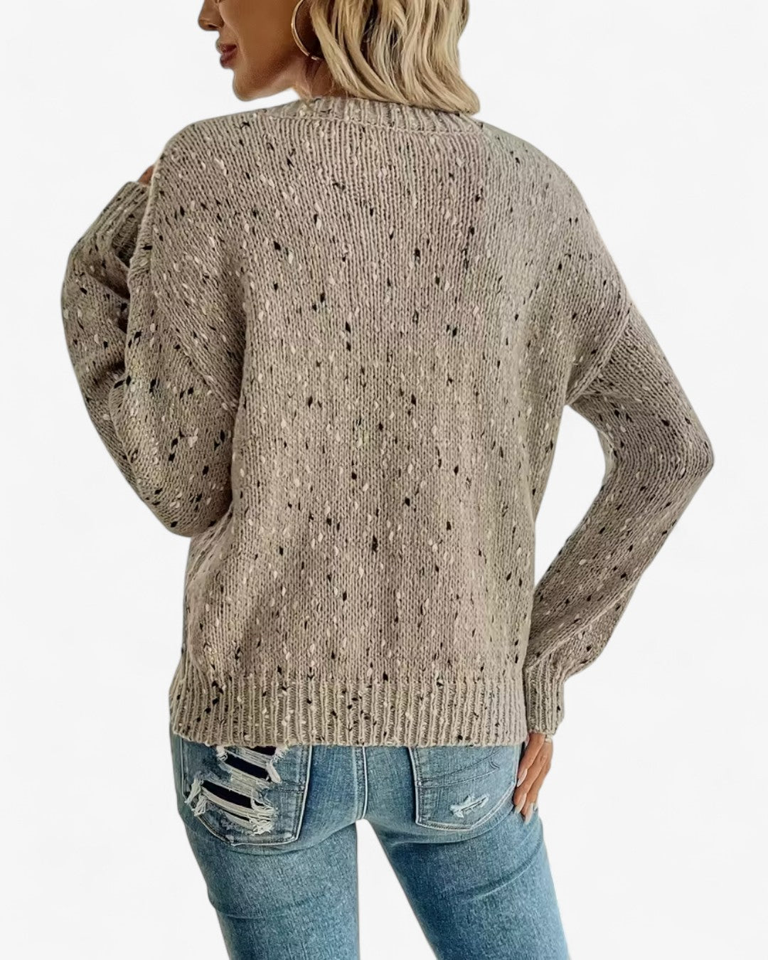 Dot Pattern Drop-Shoulder Sweater
