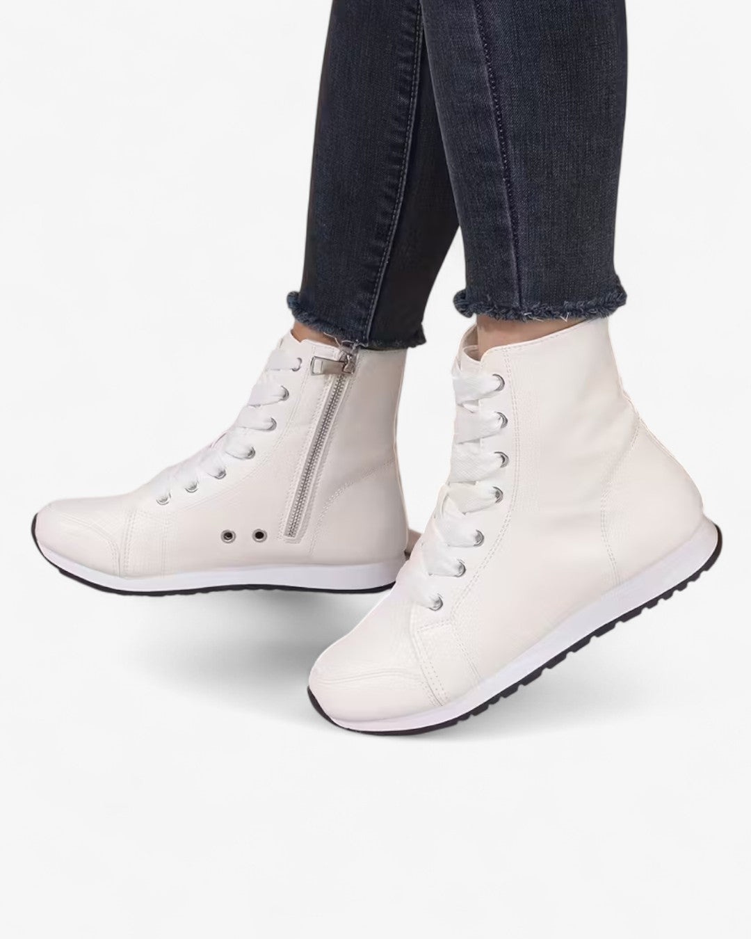 High-Top Zipper Lace-Up Ankle Boots
