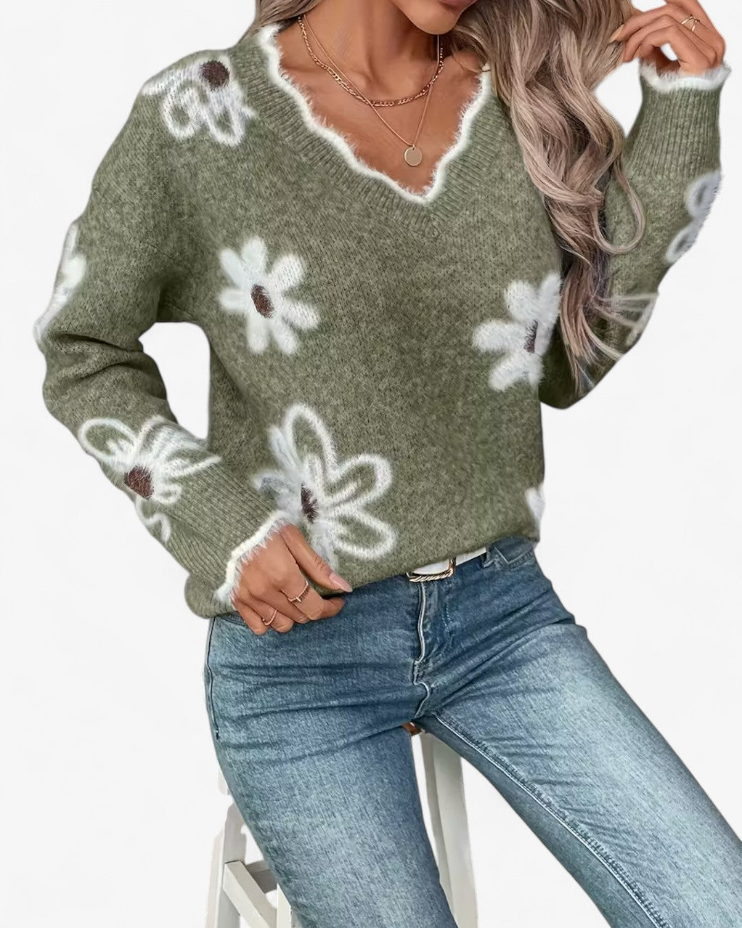 Rose Daisy Jacquard Sweater