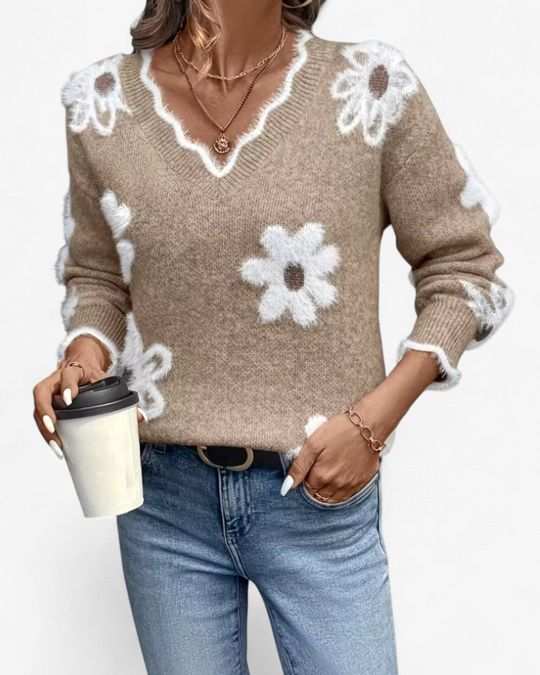Rose Daisy Jacquard Sweater