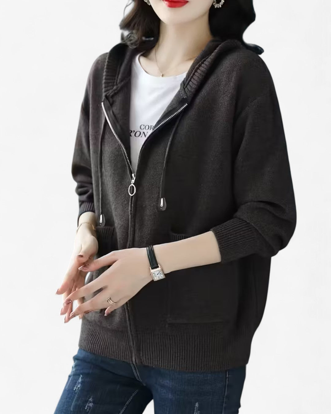 Soft Hooded Zip-Up Cardigan