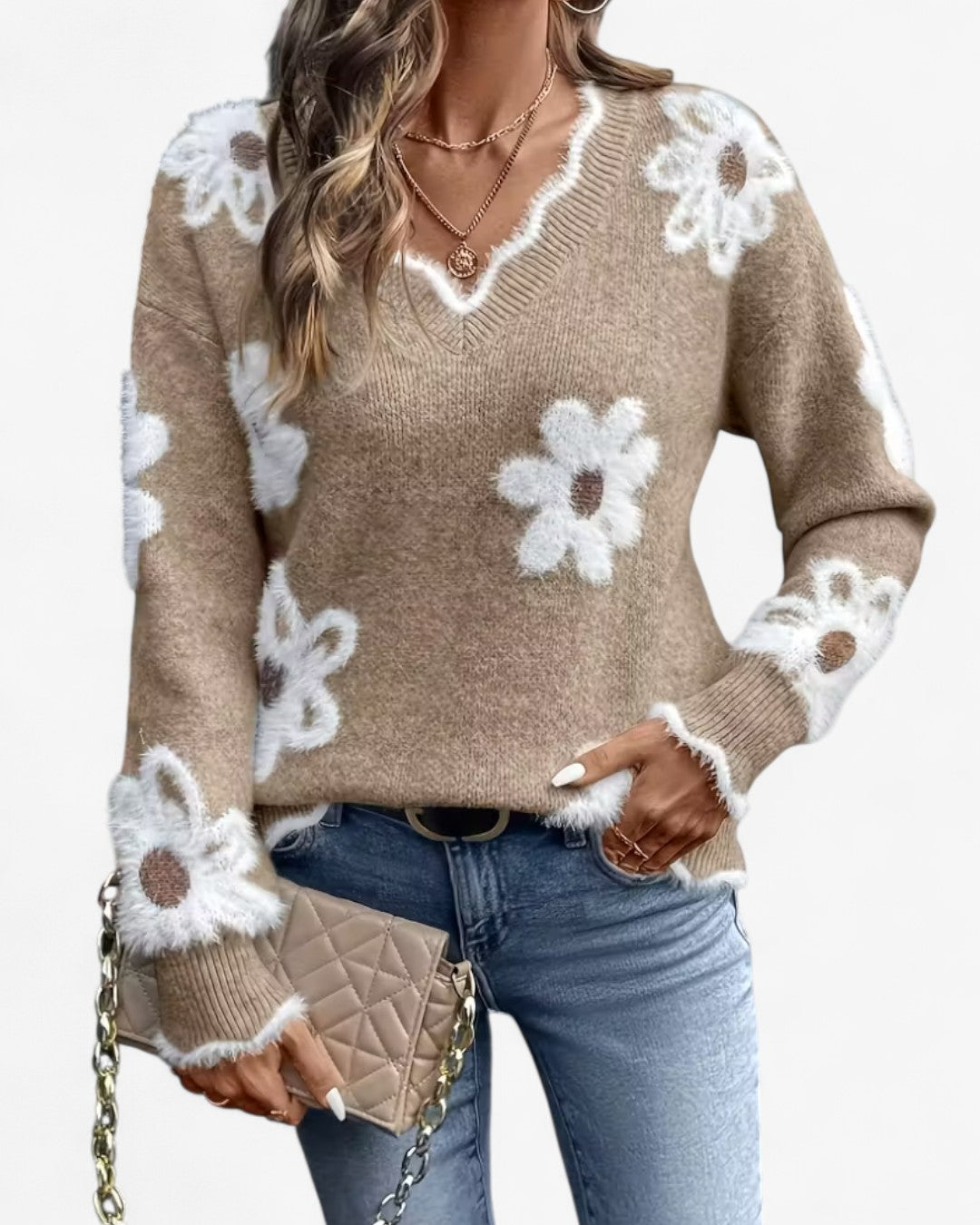 Rose Daisy Jacquard Sweater