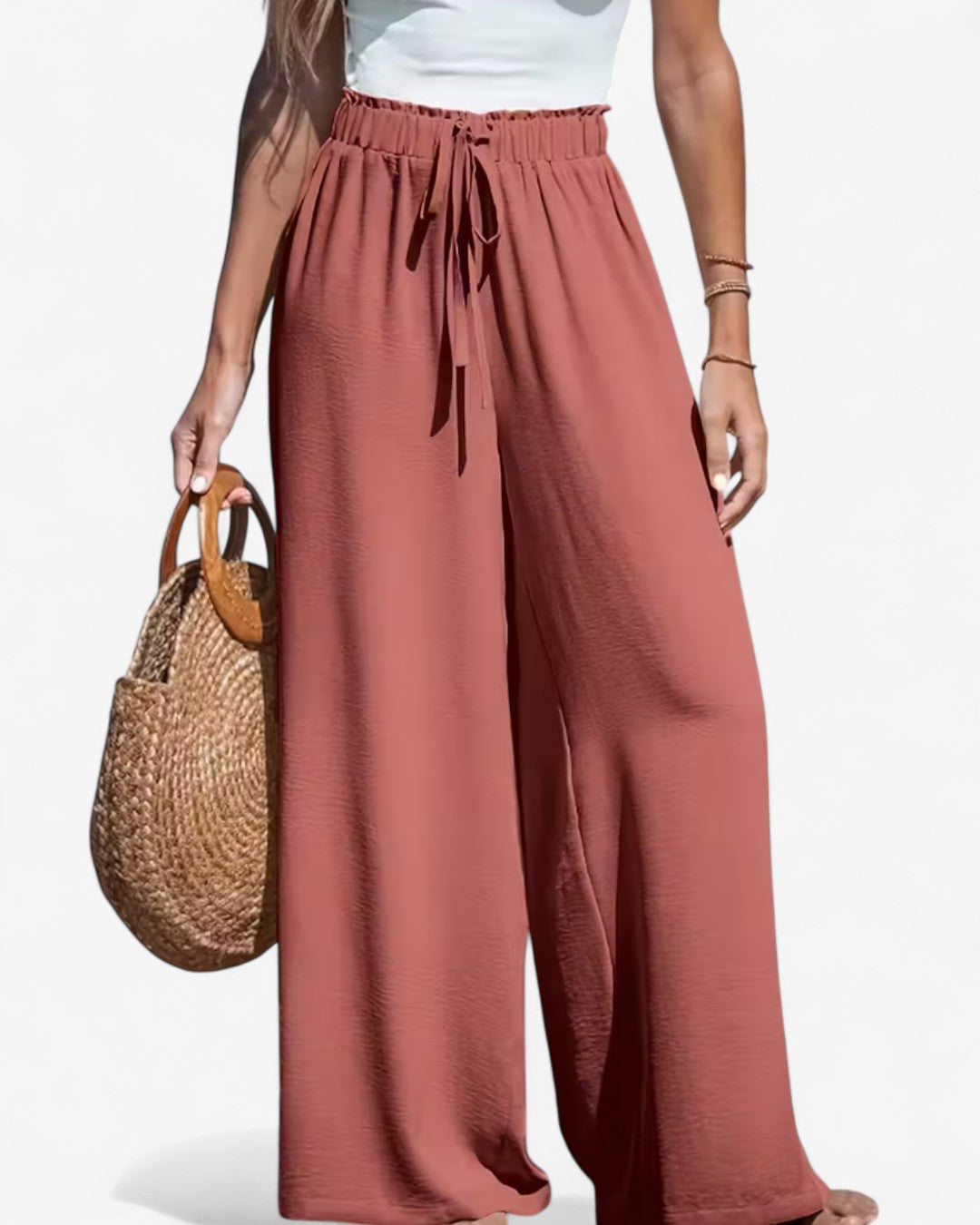 Draped Wide-Leg Pants