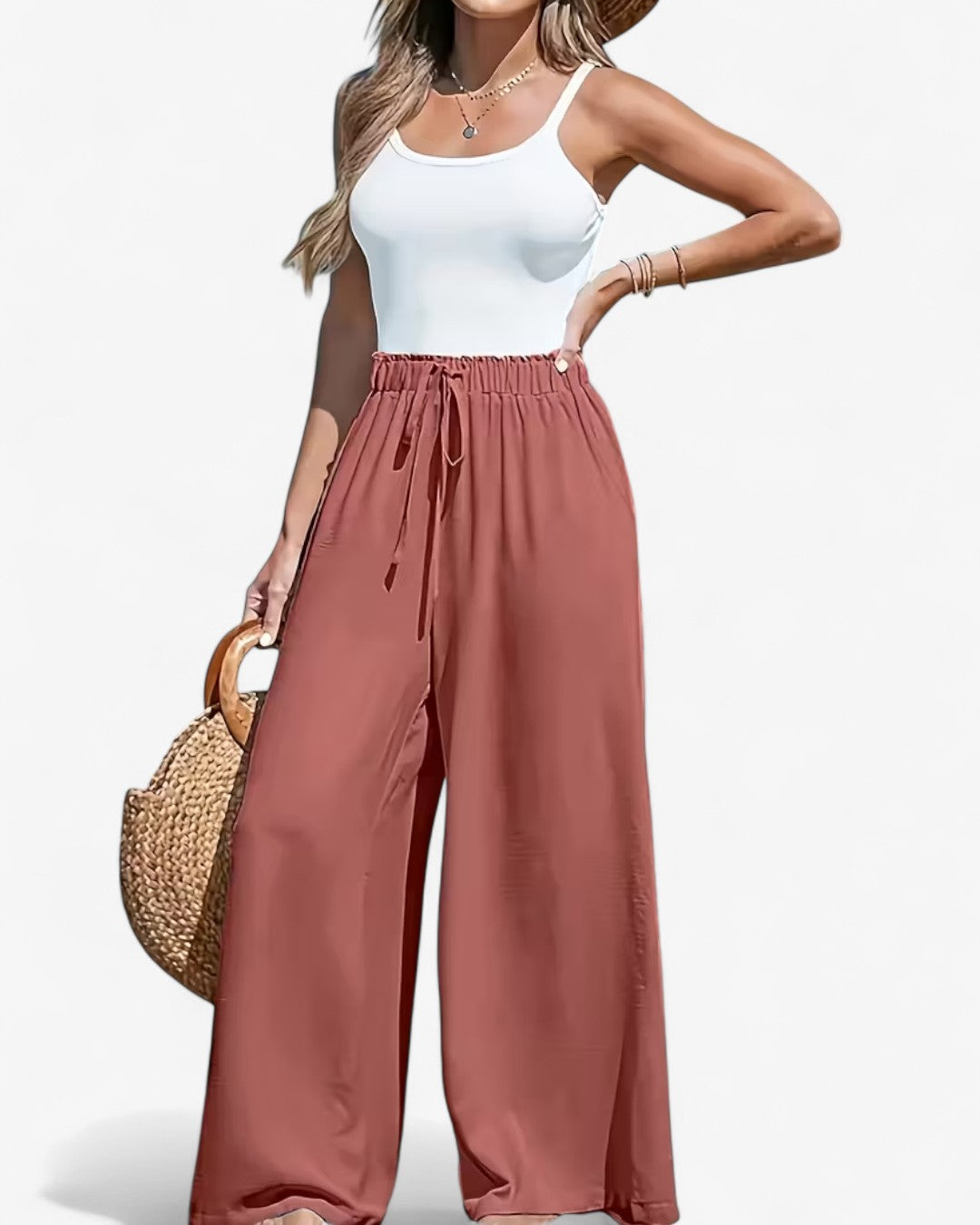 Draped Wide-Leg Pants