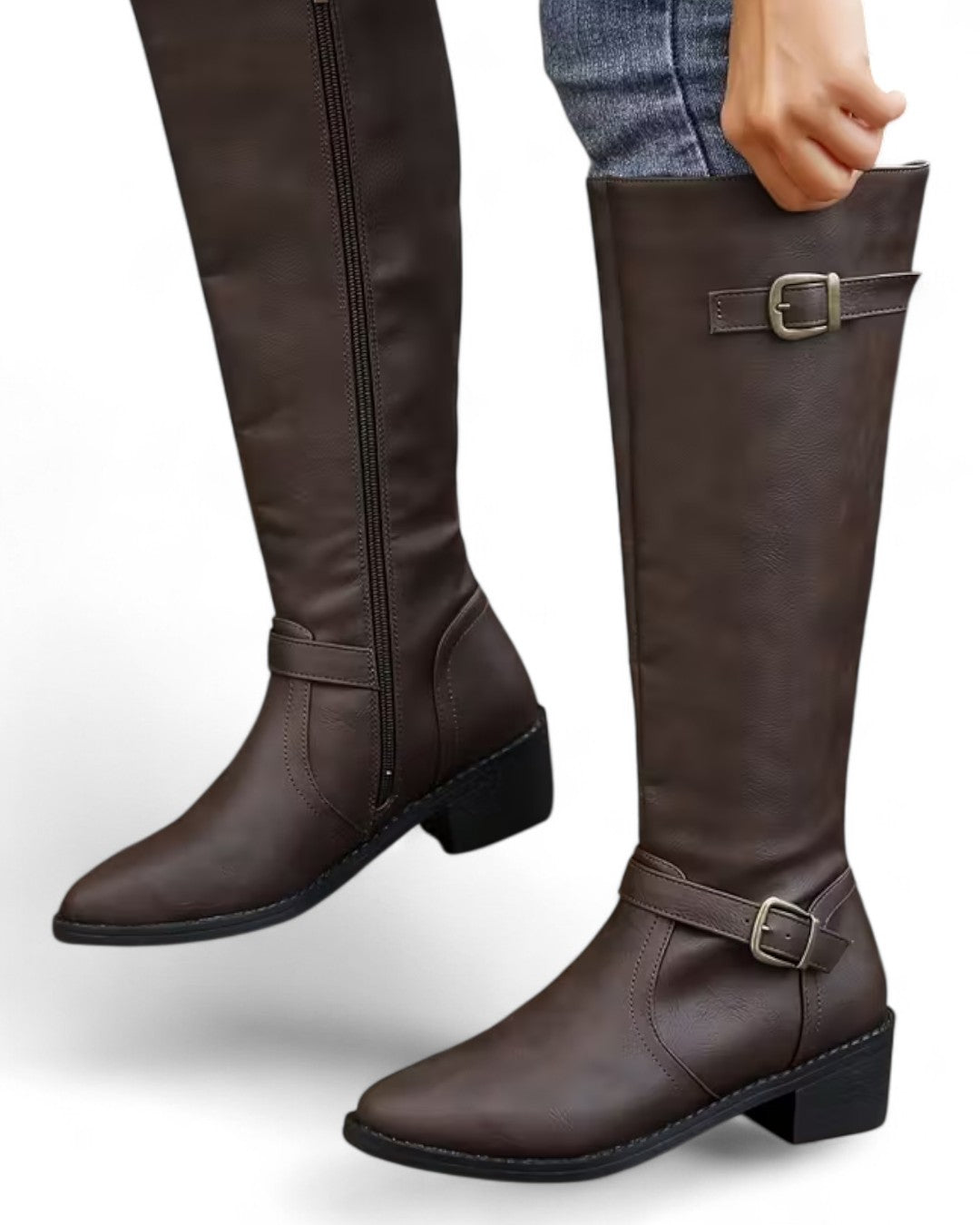 Black Round-Toe Calf Boots