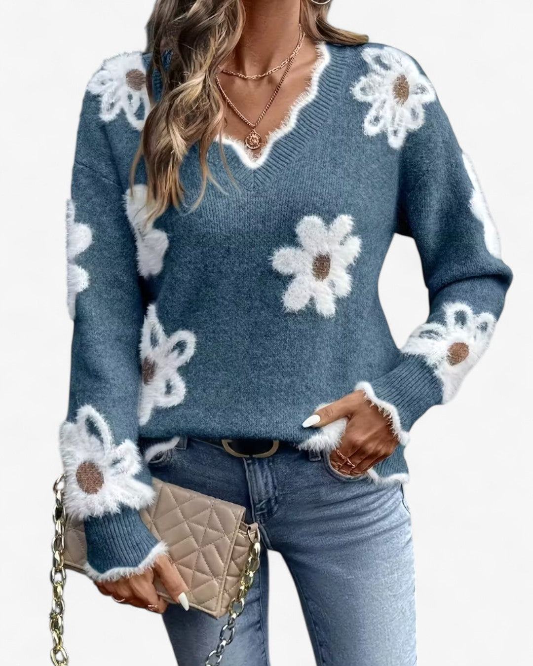 Rose Daisy Jacquard Sweater