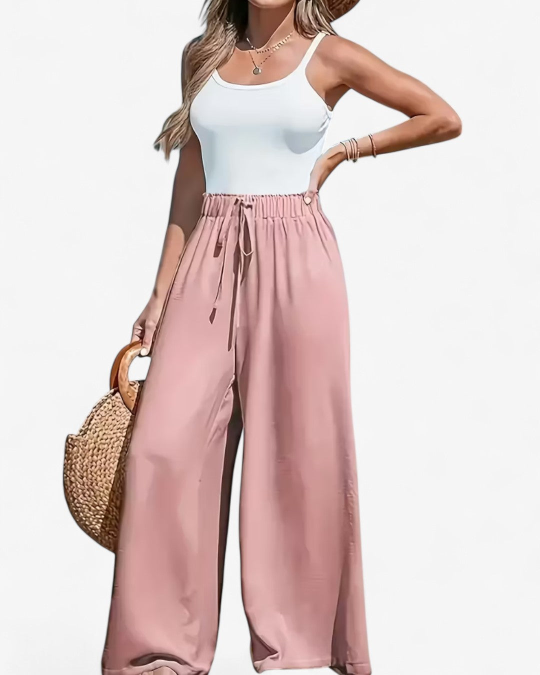Draped Wide-Leg Pants