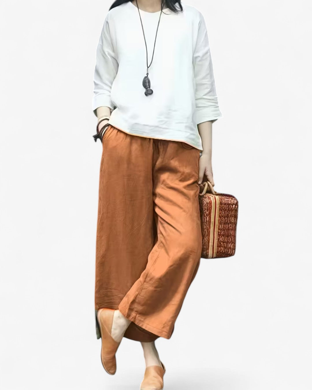 Cropped Wide-Leg Drawstring Pants