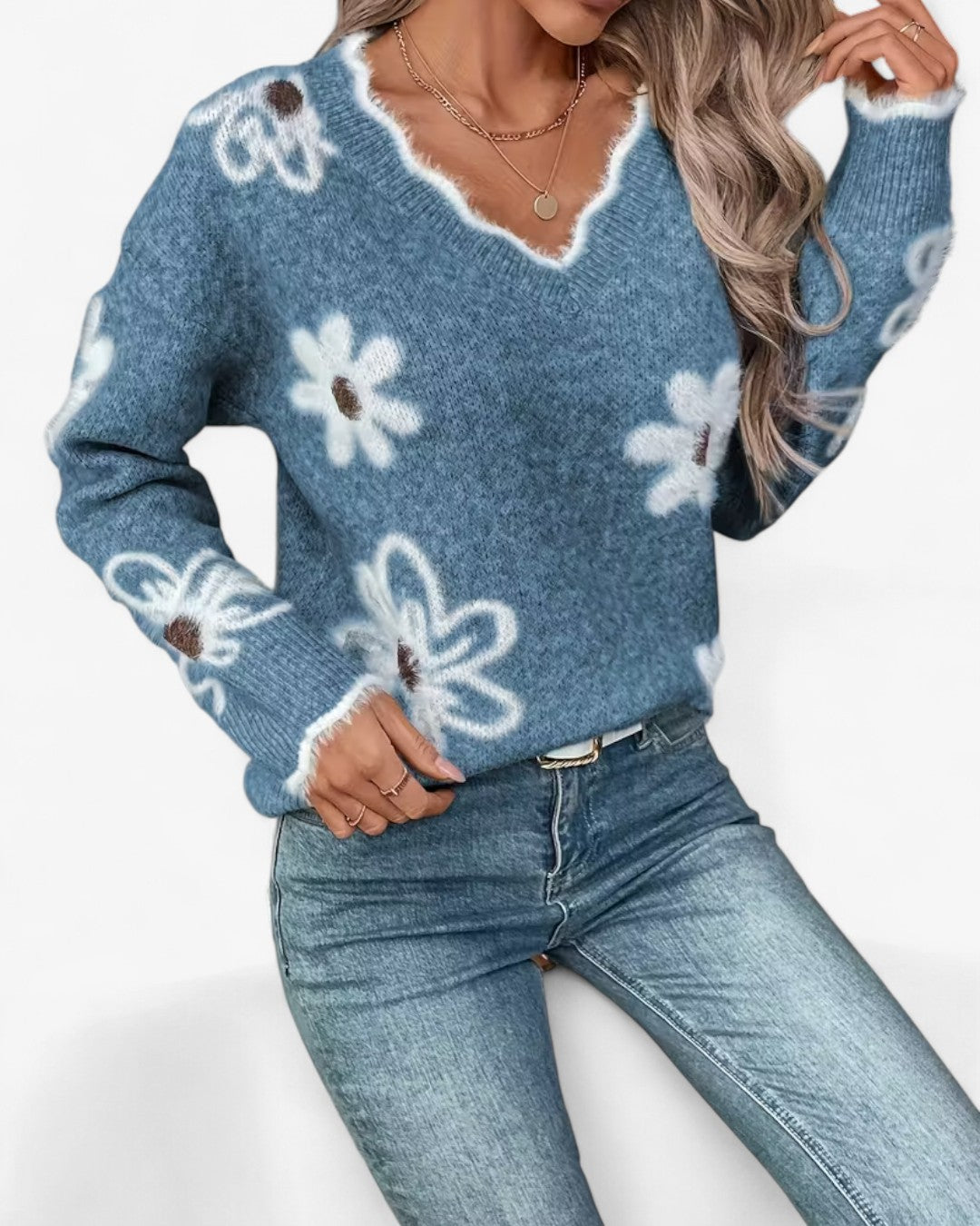Rose Daisy Jacquard Sweater