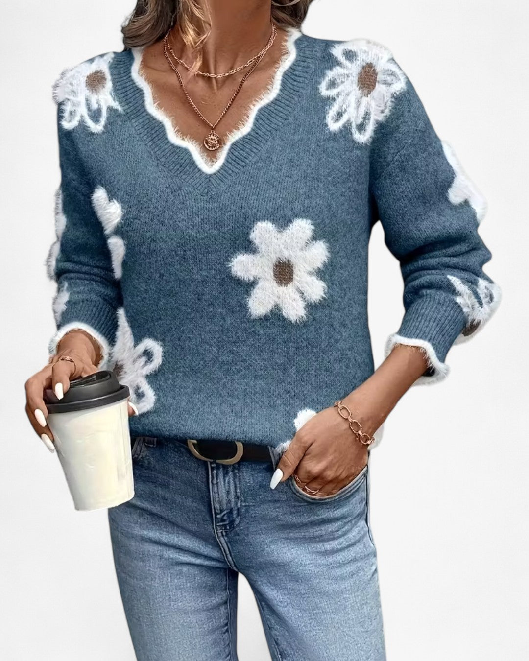 Rose Daisy Jacquard Sweater