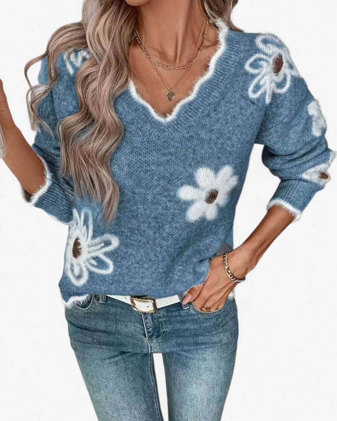 Rose Daisy Jacquard Sweater