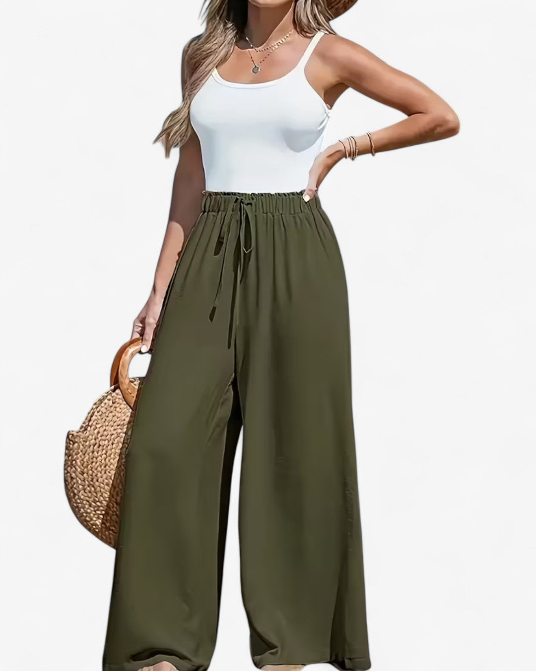 Draped Wide-Leg Pants