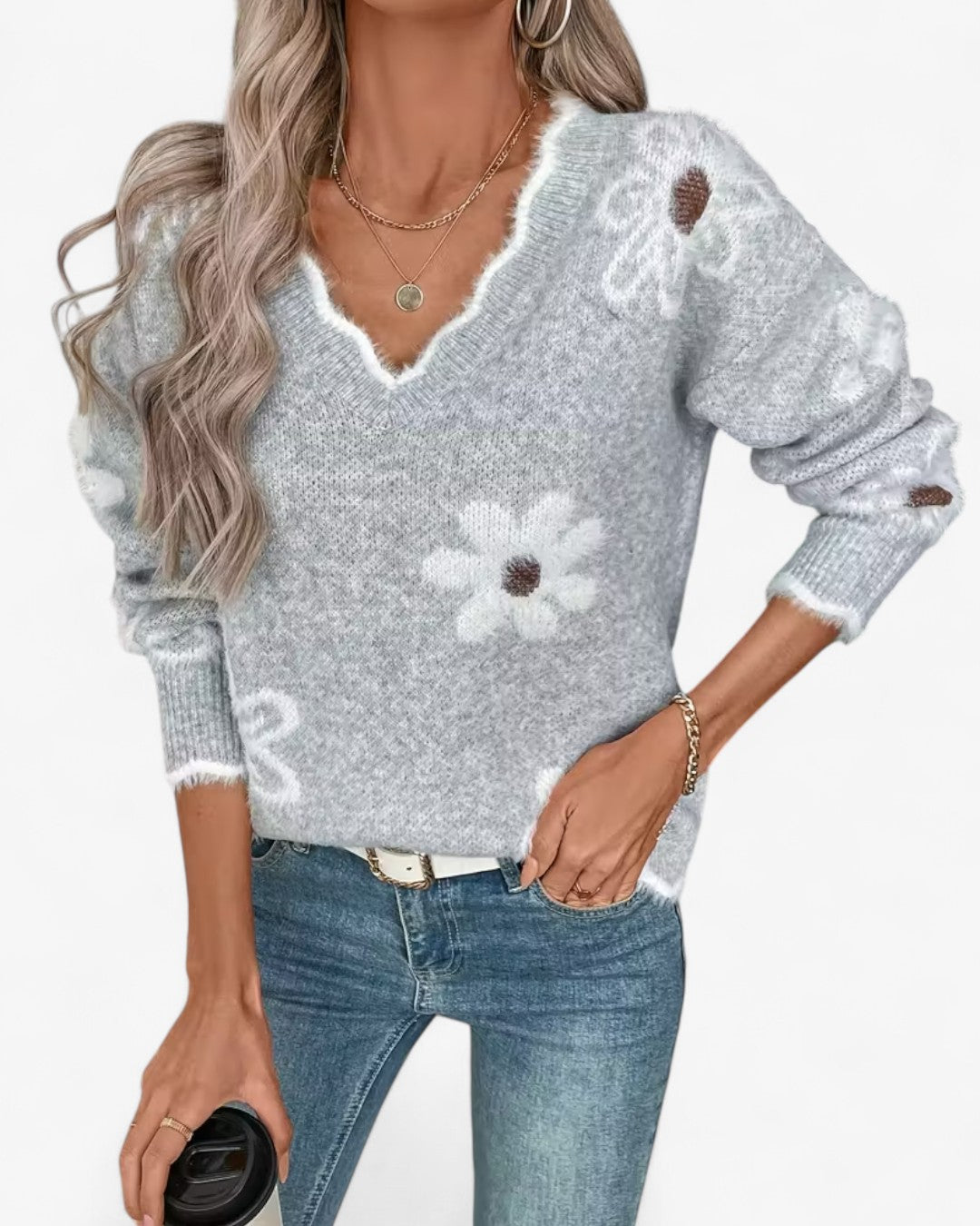 Rose Daisy Jacquard Sweater