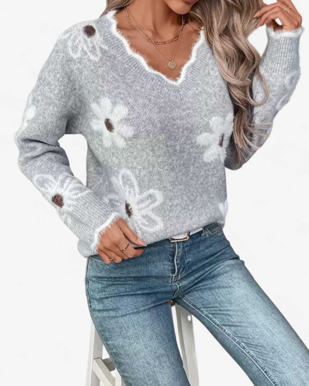 Rose Daisy Jacquard Sweater