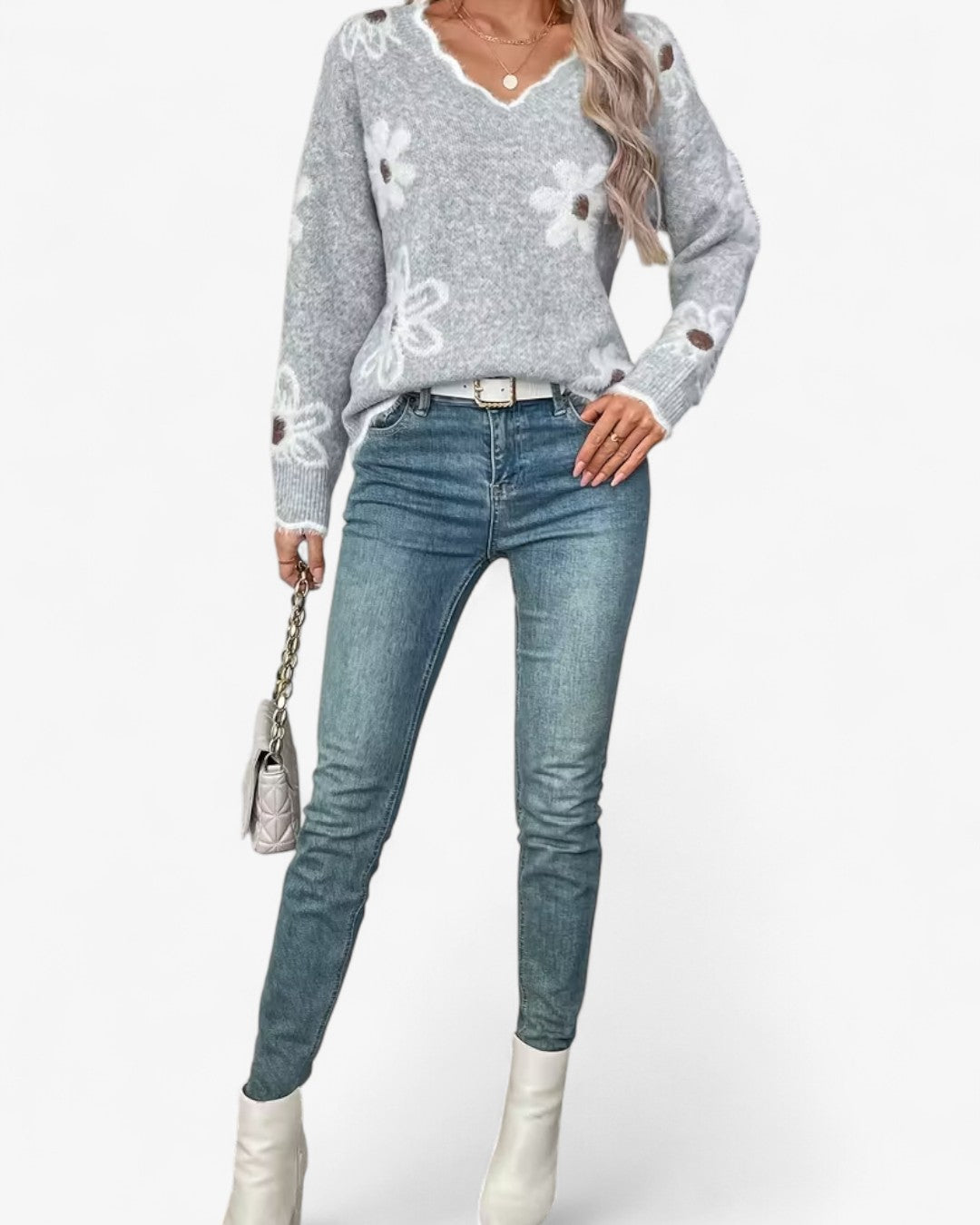 Rose Daisy Jacquard Sweater