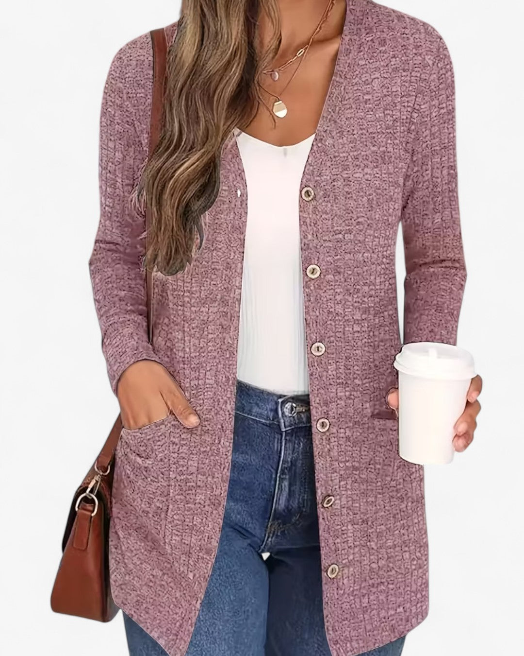 Elegant V-Neck Button Cardigan