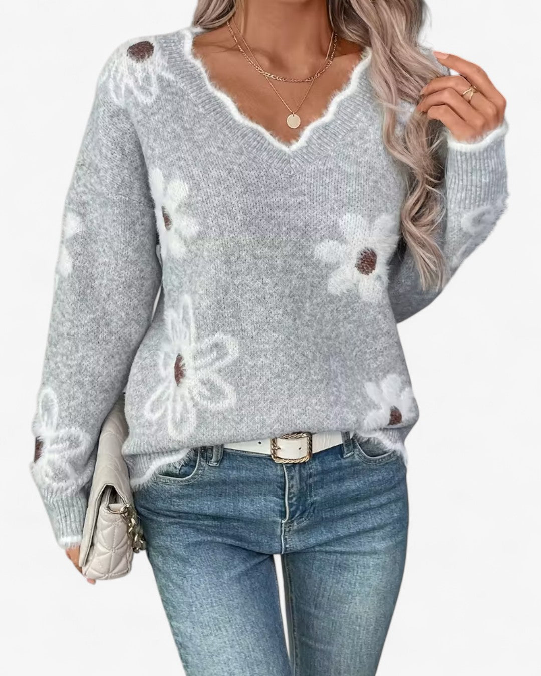 Rose Daisy Jacquard Sweater