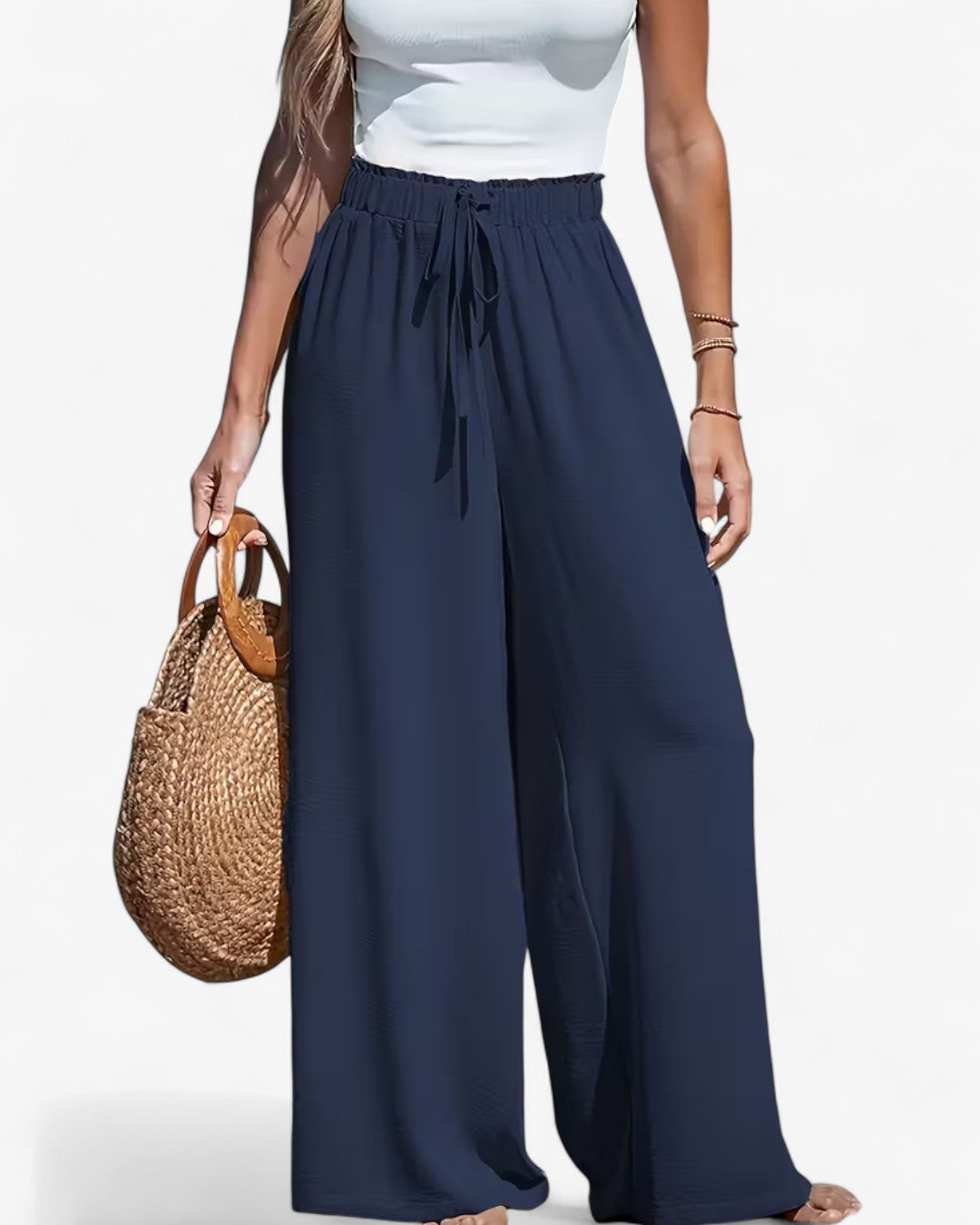 Draped Wide-Leg Pants