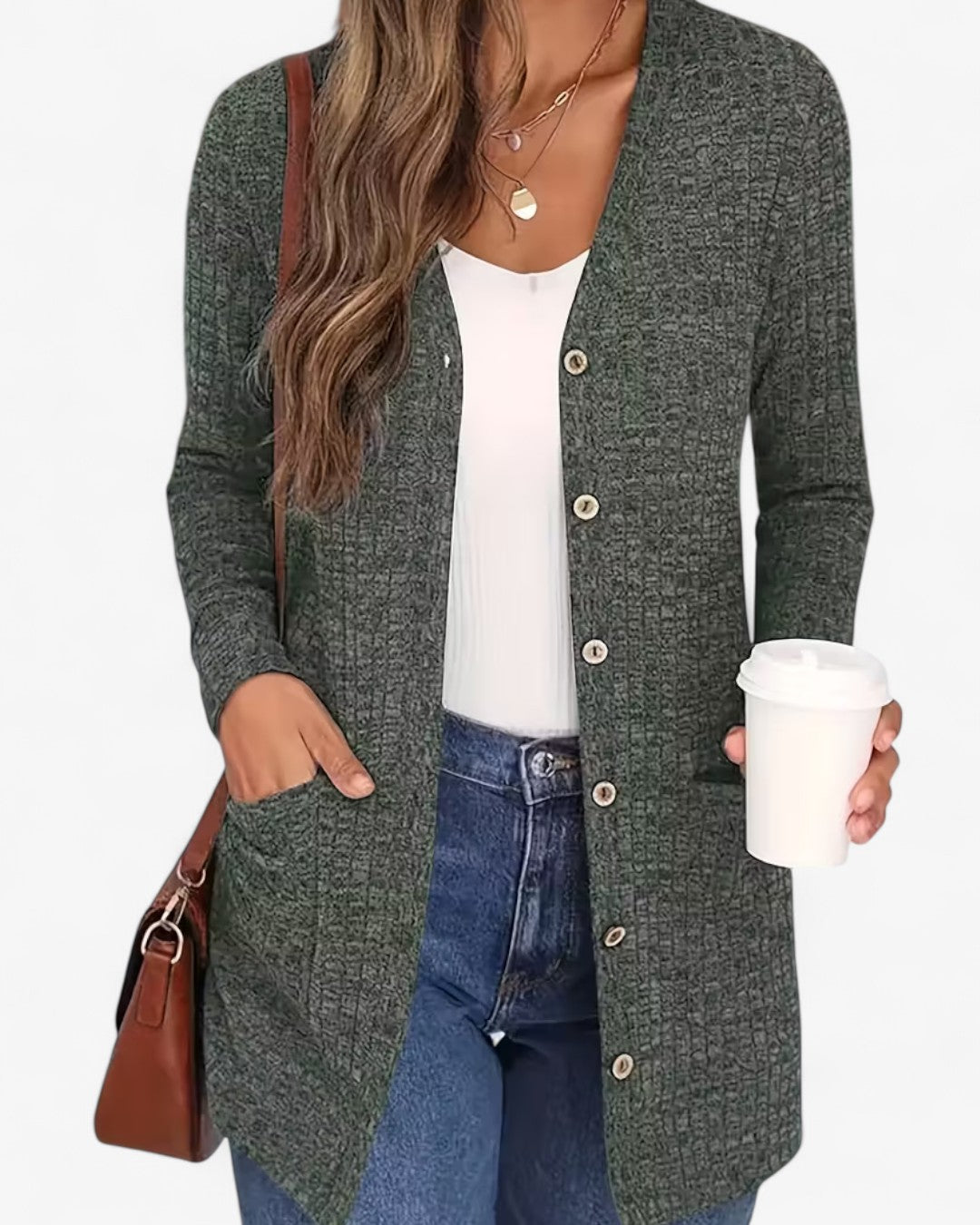 Elegant V-Neck Button Cardigan