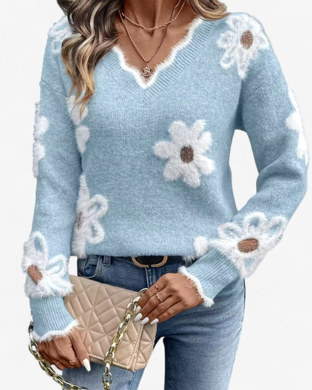 Rose Daisy Jacquard Sweater