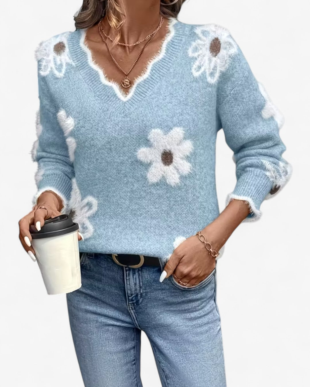 Rose Daisy Jacquard Sweater