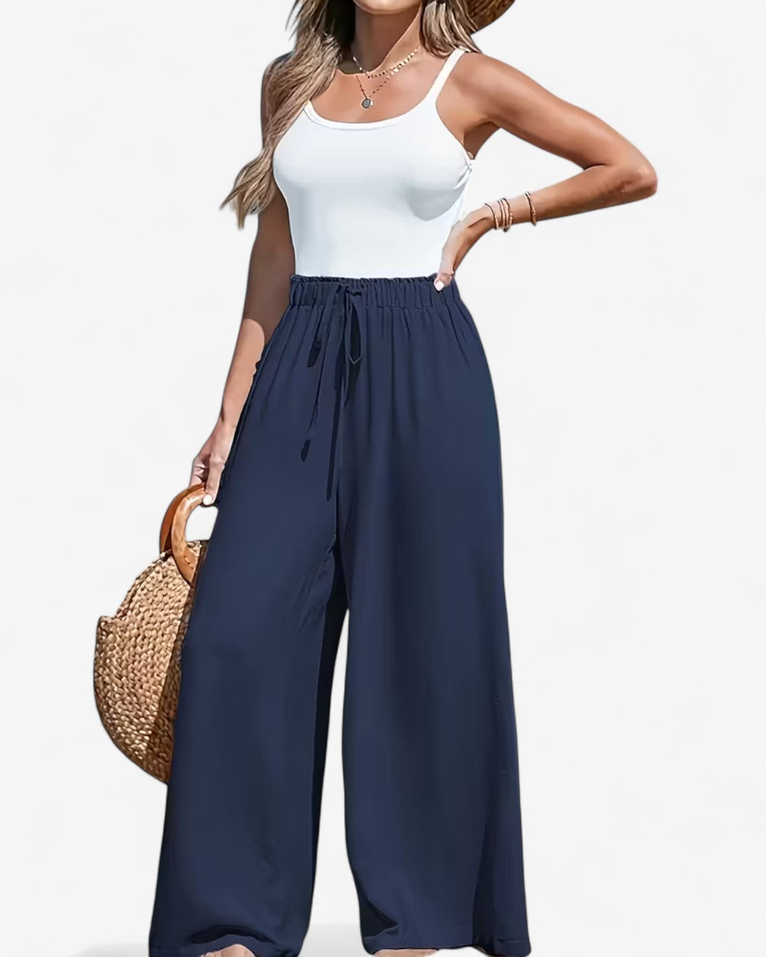 Draped Wide-Leg Pants