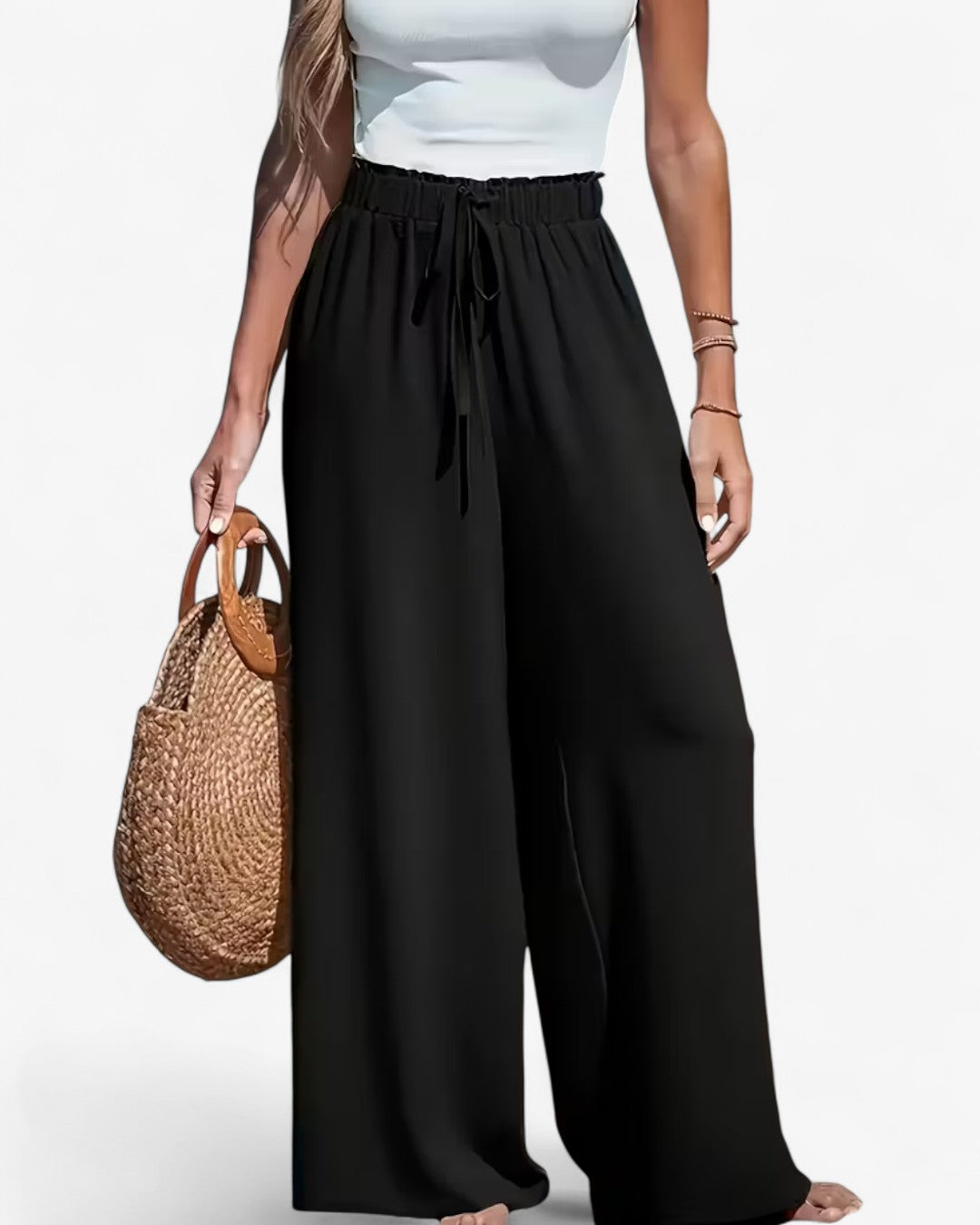 Draped Wide-Leg Pants