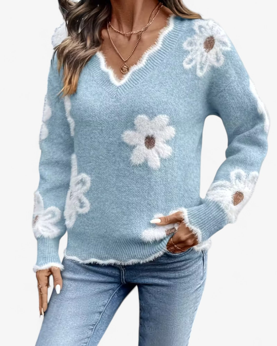 Rose Daisy Jacquard Sweater