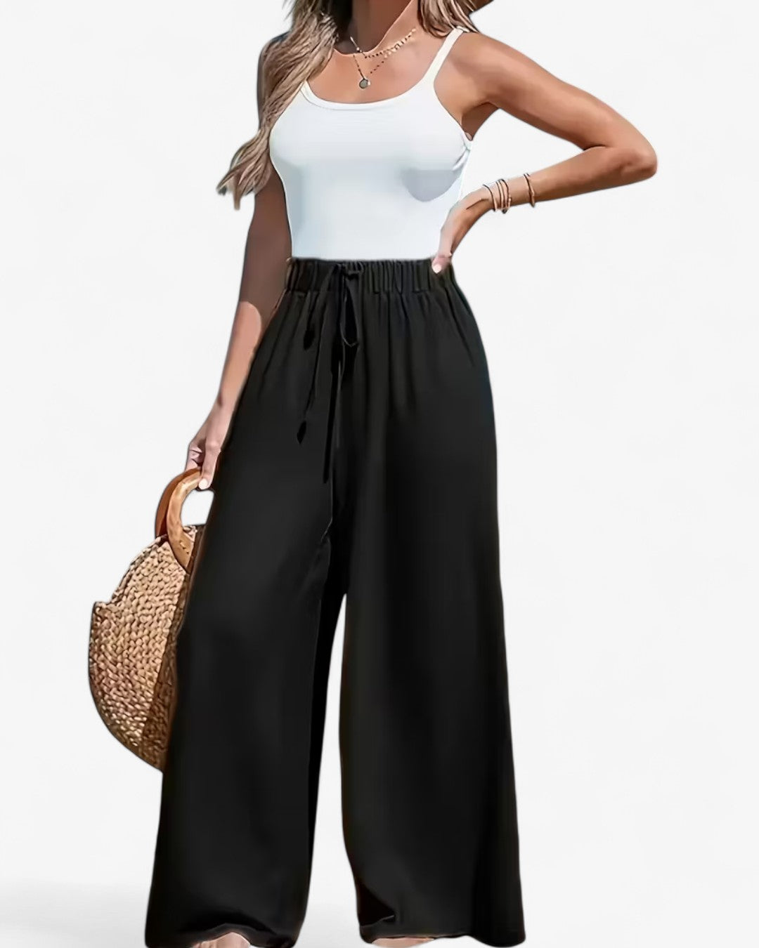 Draped Wide-Leg Pants
