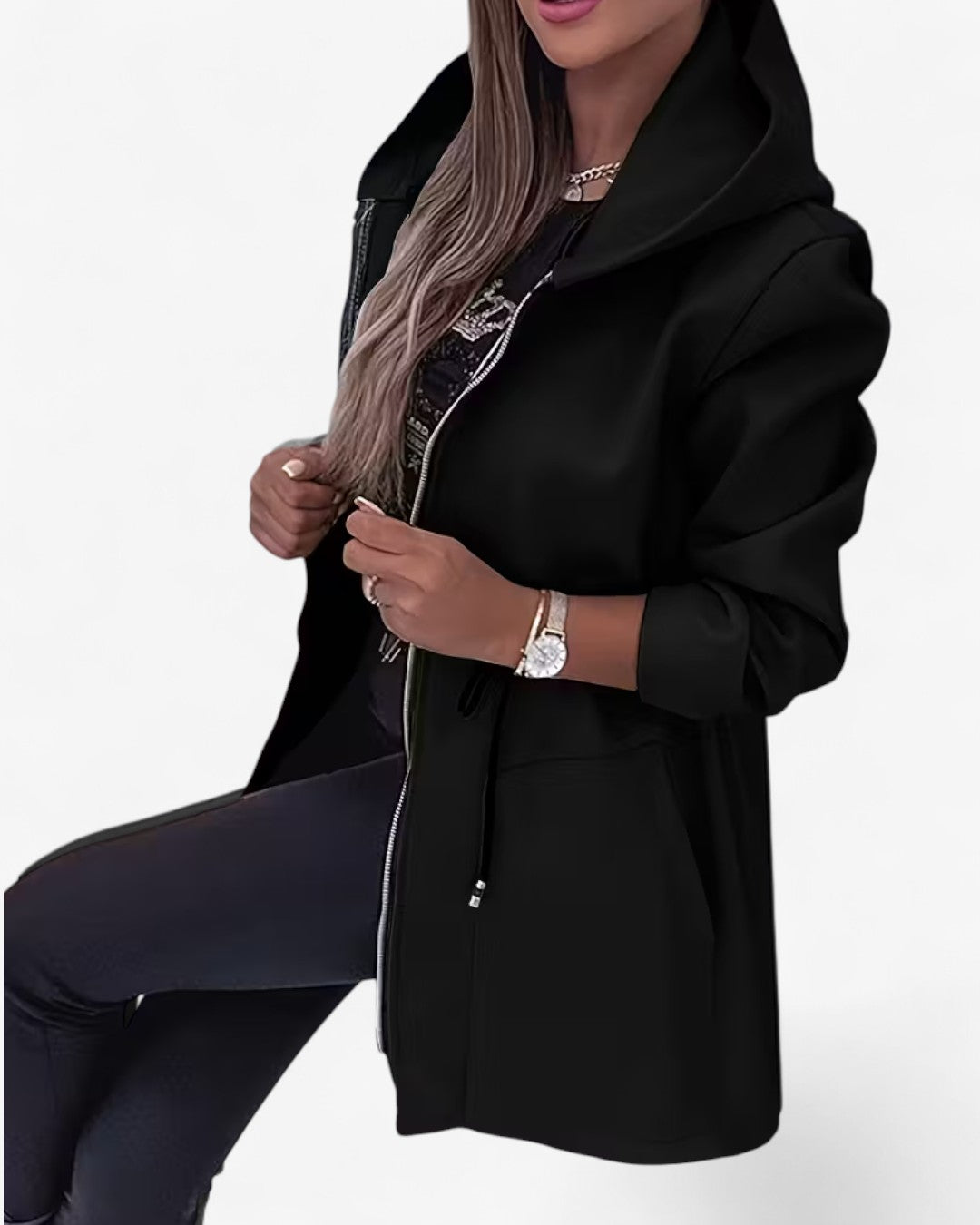 Casual Drawstring Hooded Jacket