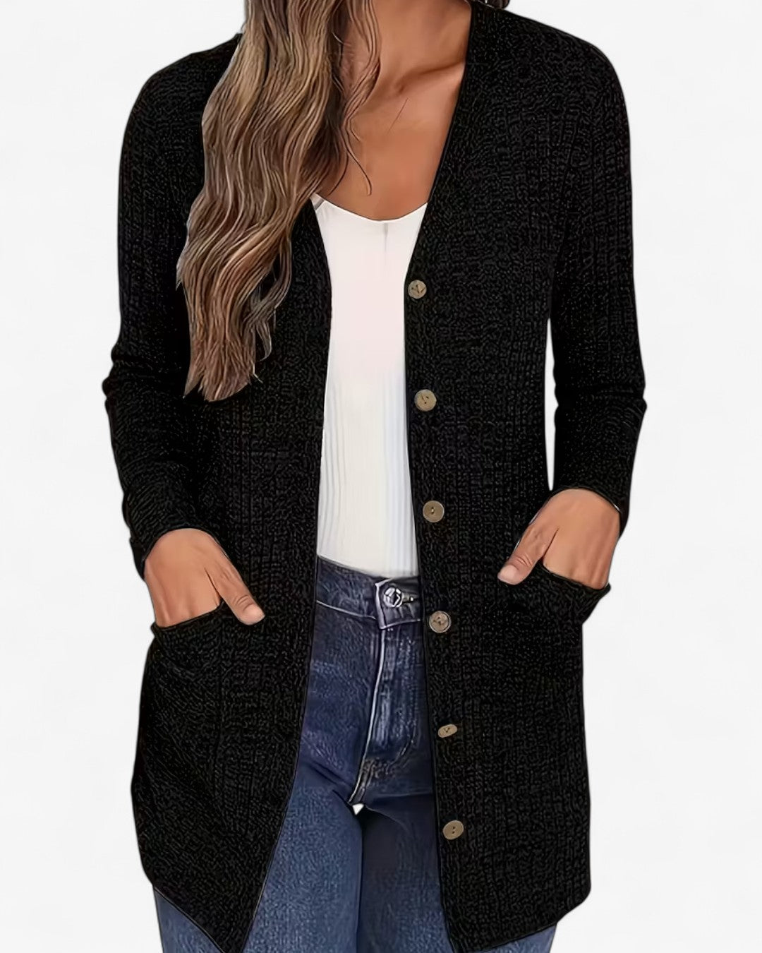 Elegant V-Neck Button Cardigan
