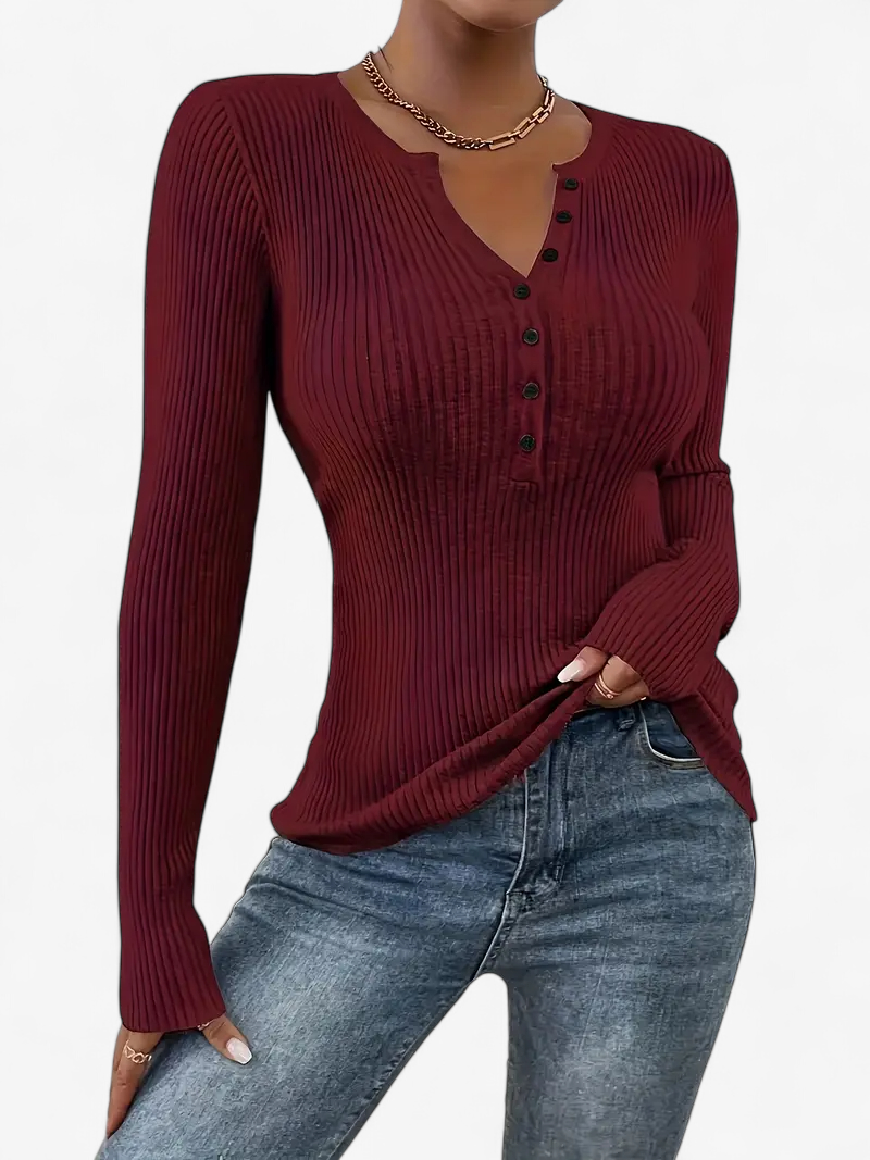 Front-Button Ribbed Knit Cardigan