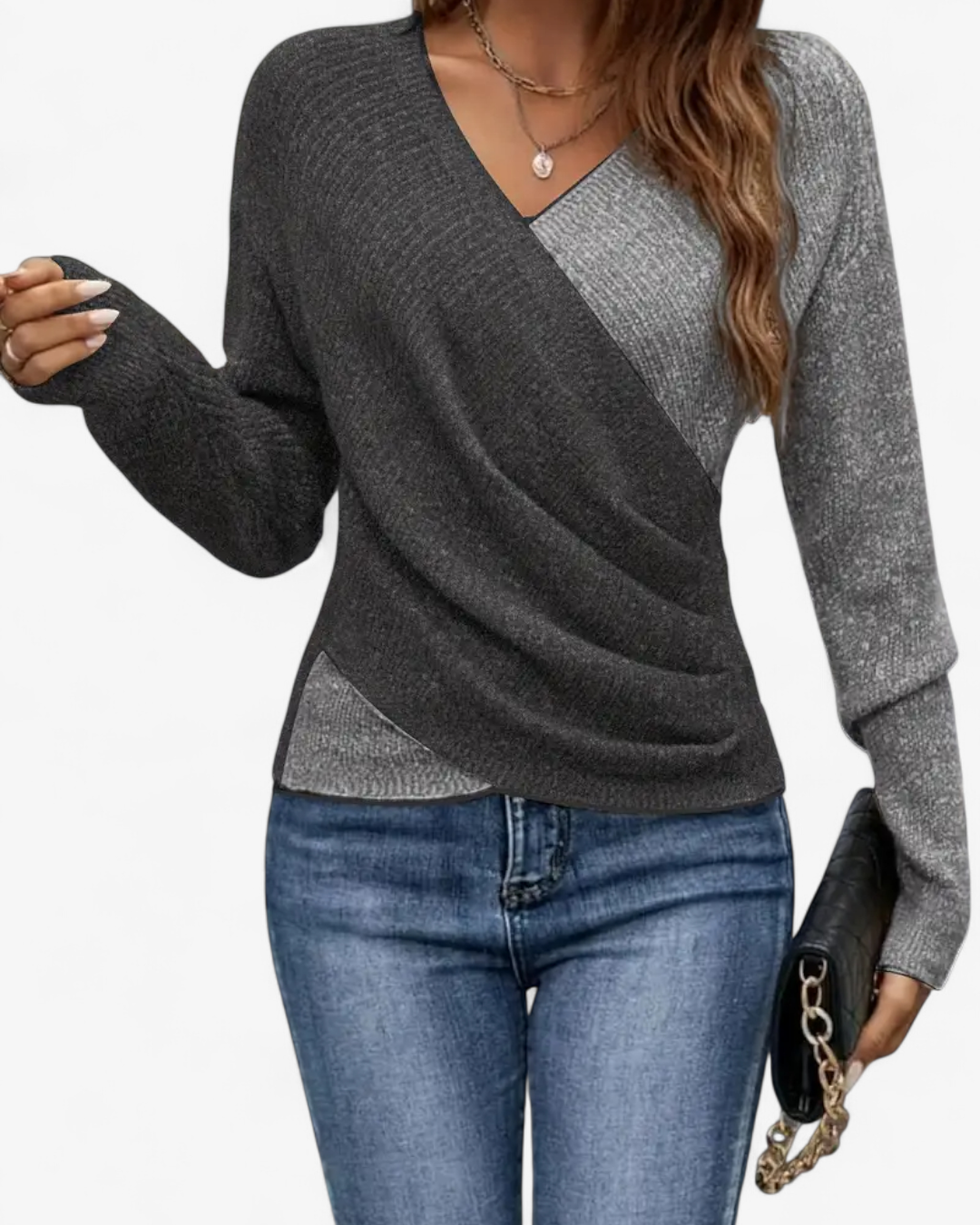 Cross V-Neck Knit Pullover