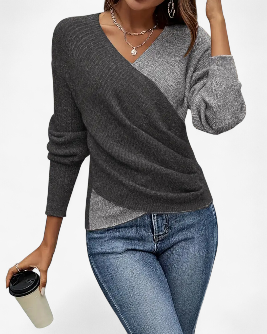 Cross V-Neck Knit Pullover