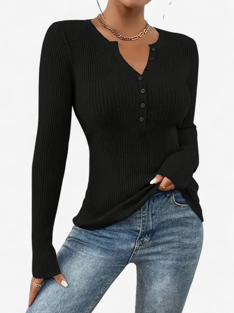 Front-Button Ribbed Knit Cardigan